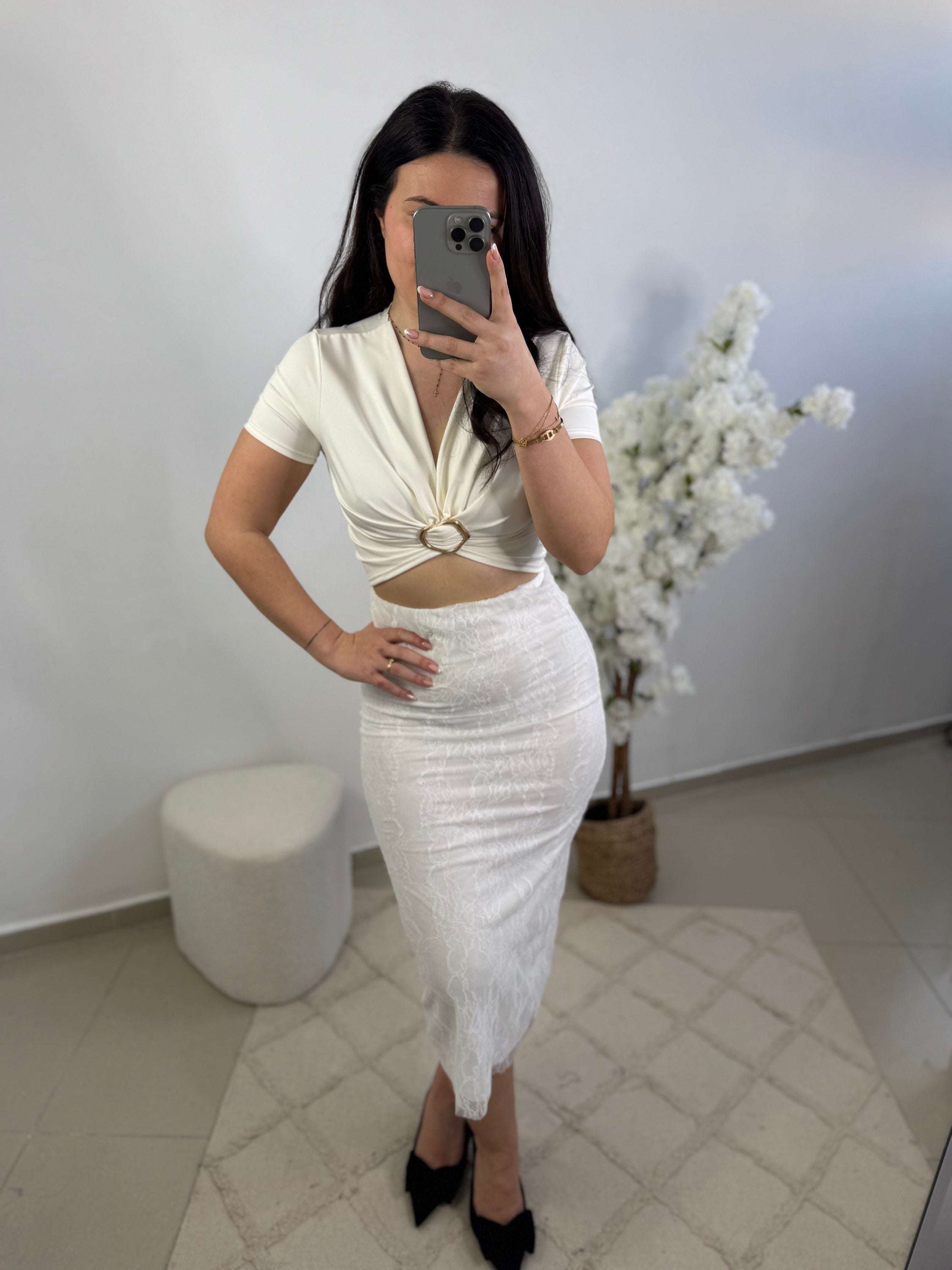 Jupe dentelle blanche