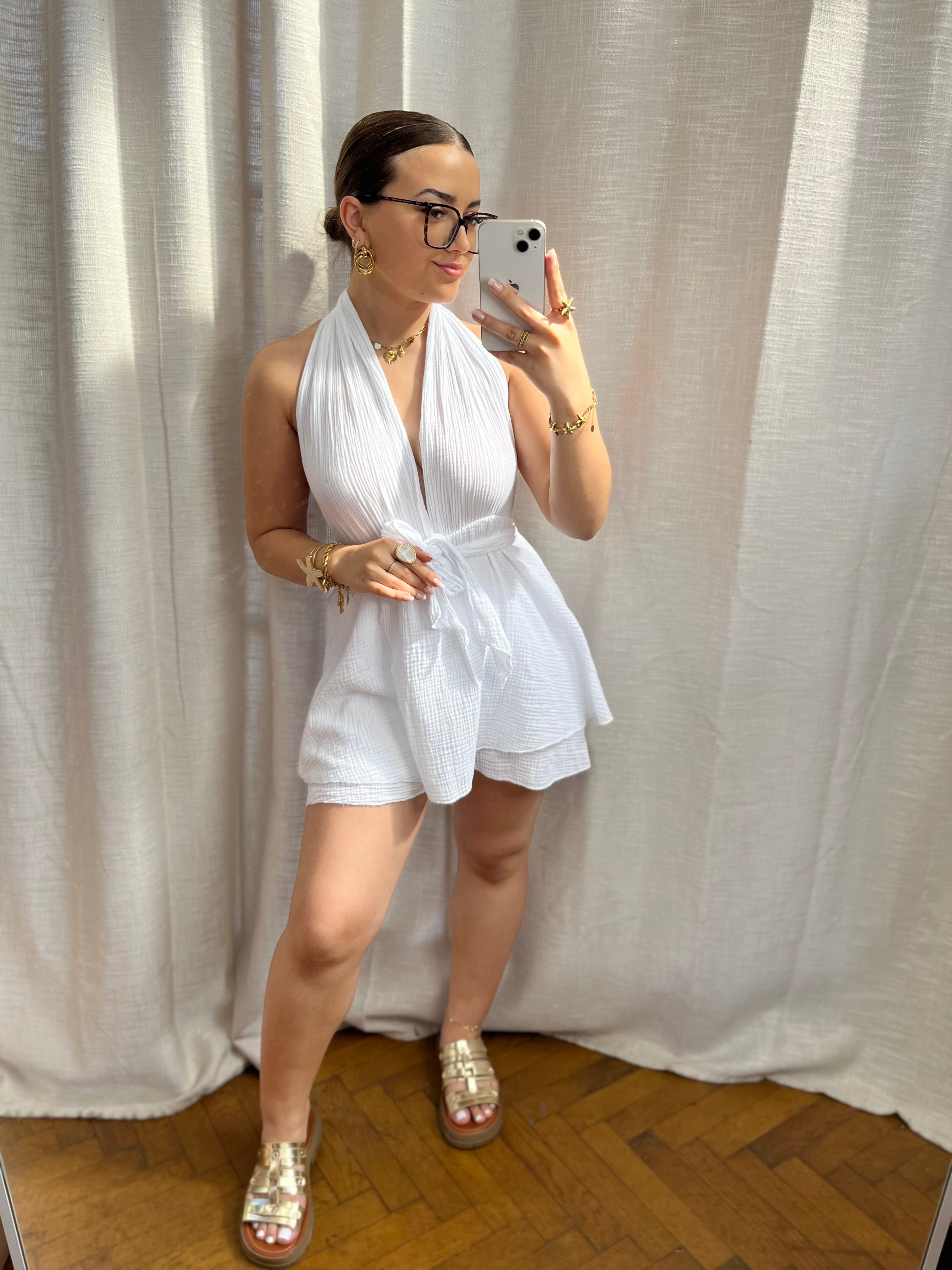Combi gaze de coton dos nue