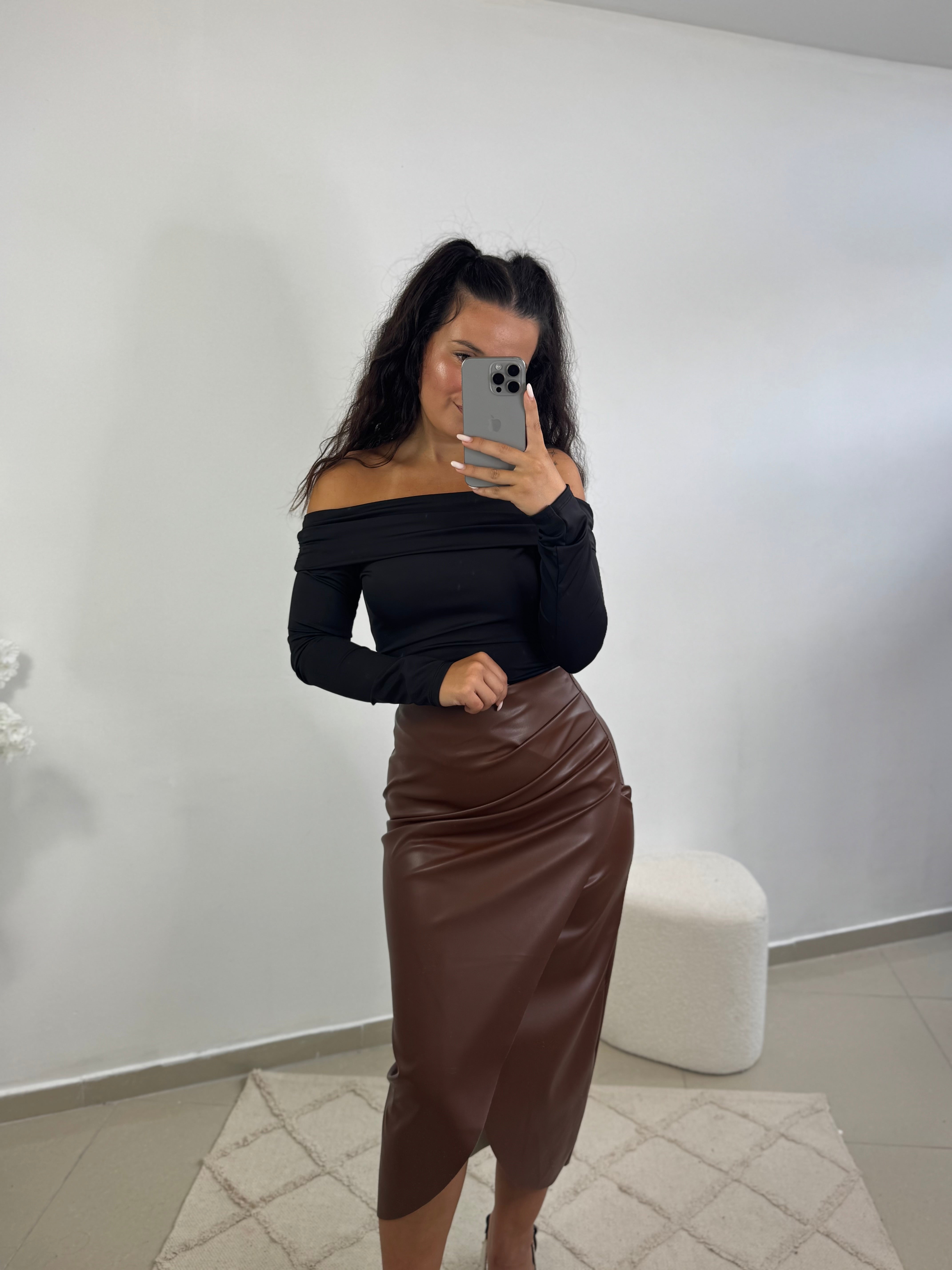 Jupe longue simili cuir