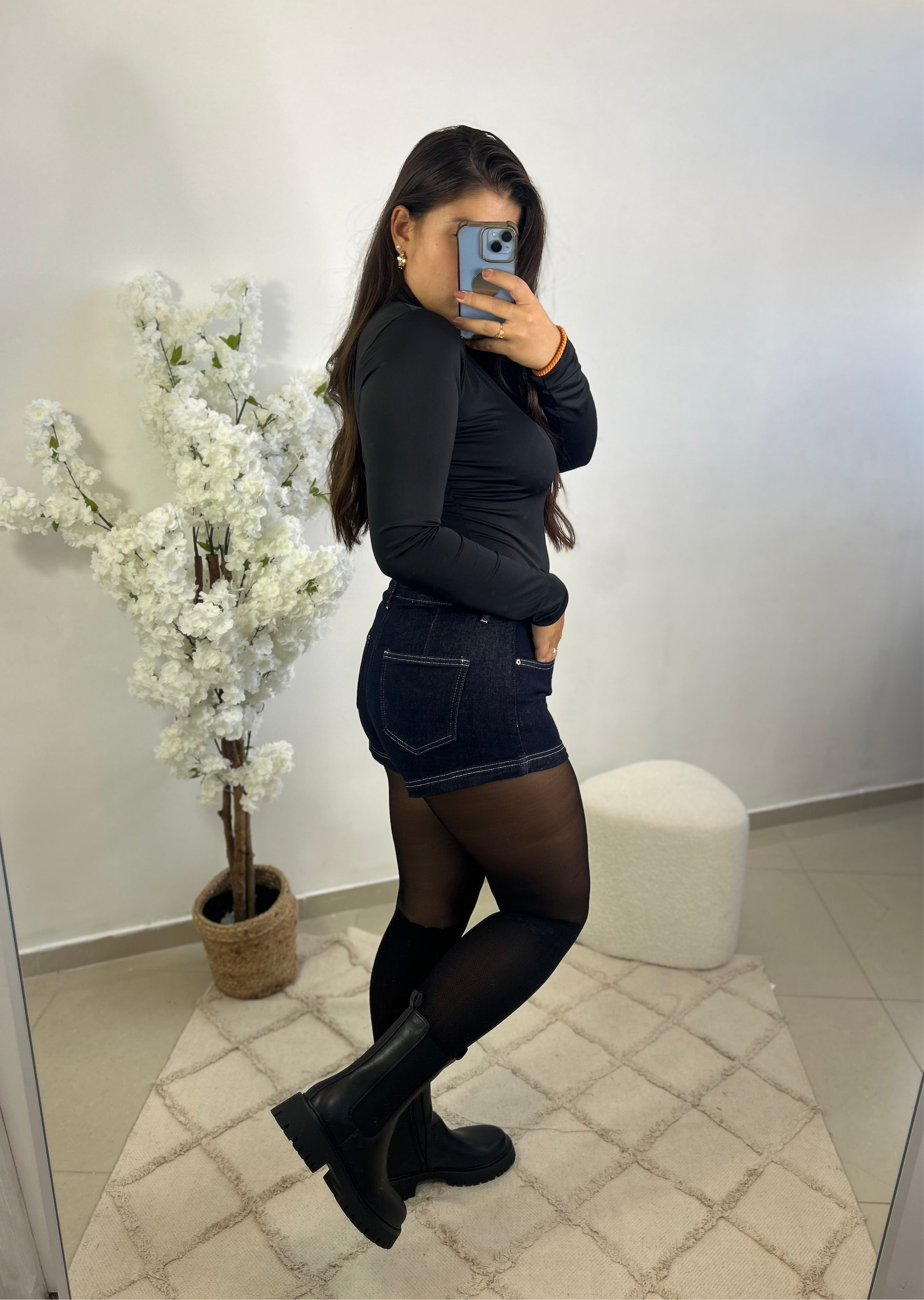 Jupe short jeans