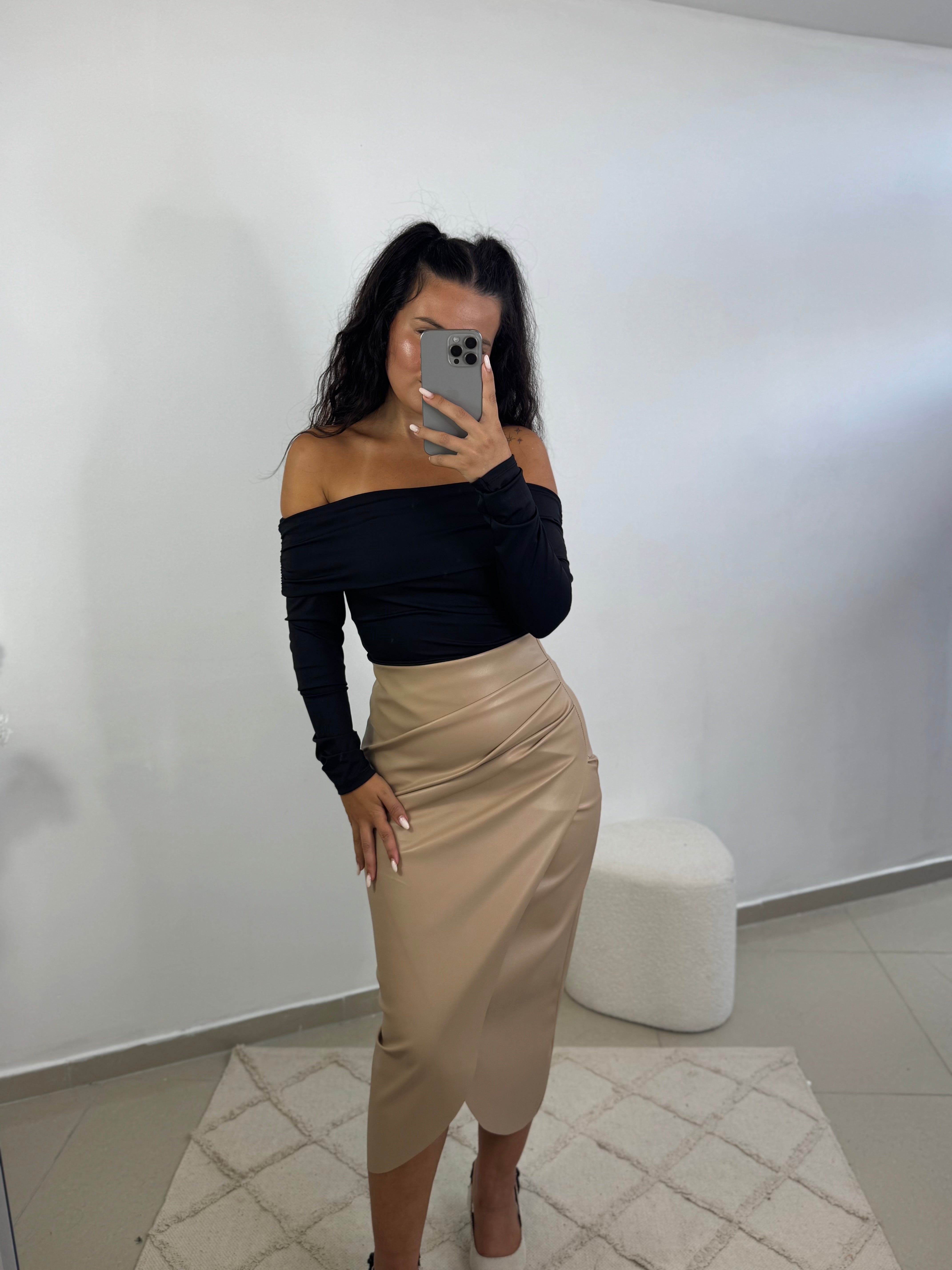 Jupe longue simili cuir