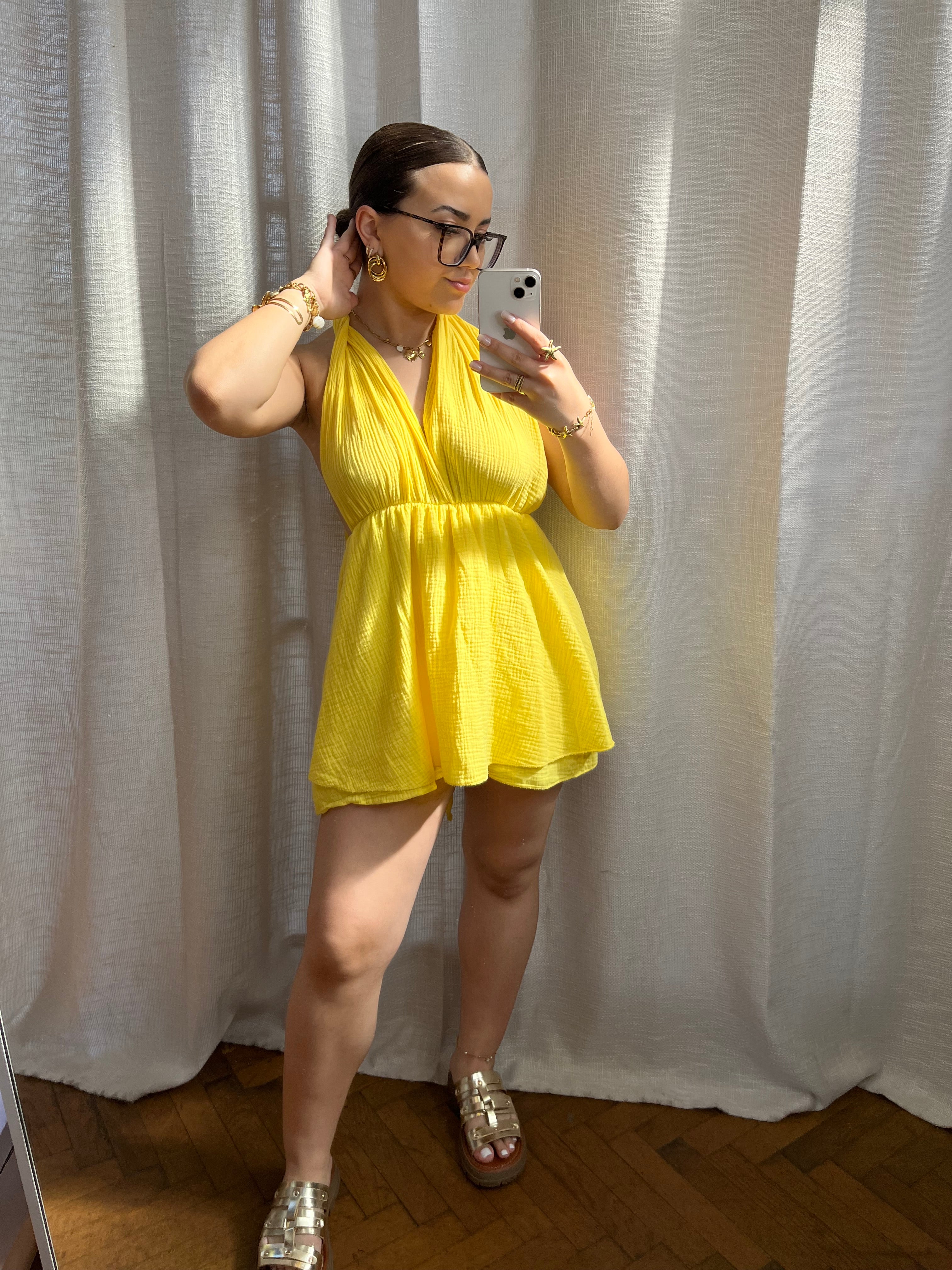 Combi gaze de coton dos nue